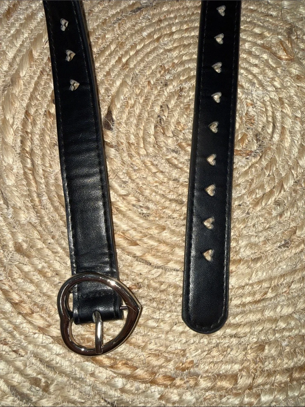Black Heart Cutout Belt with Silver Heart Buckle